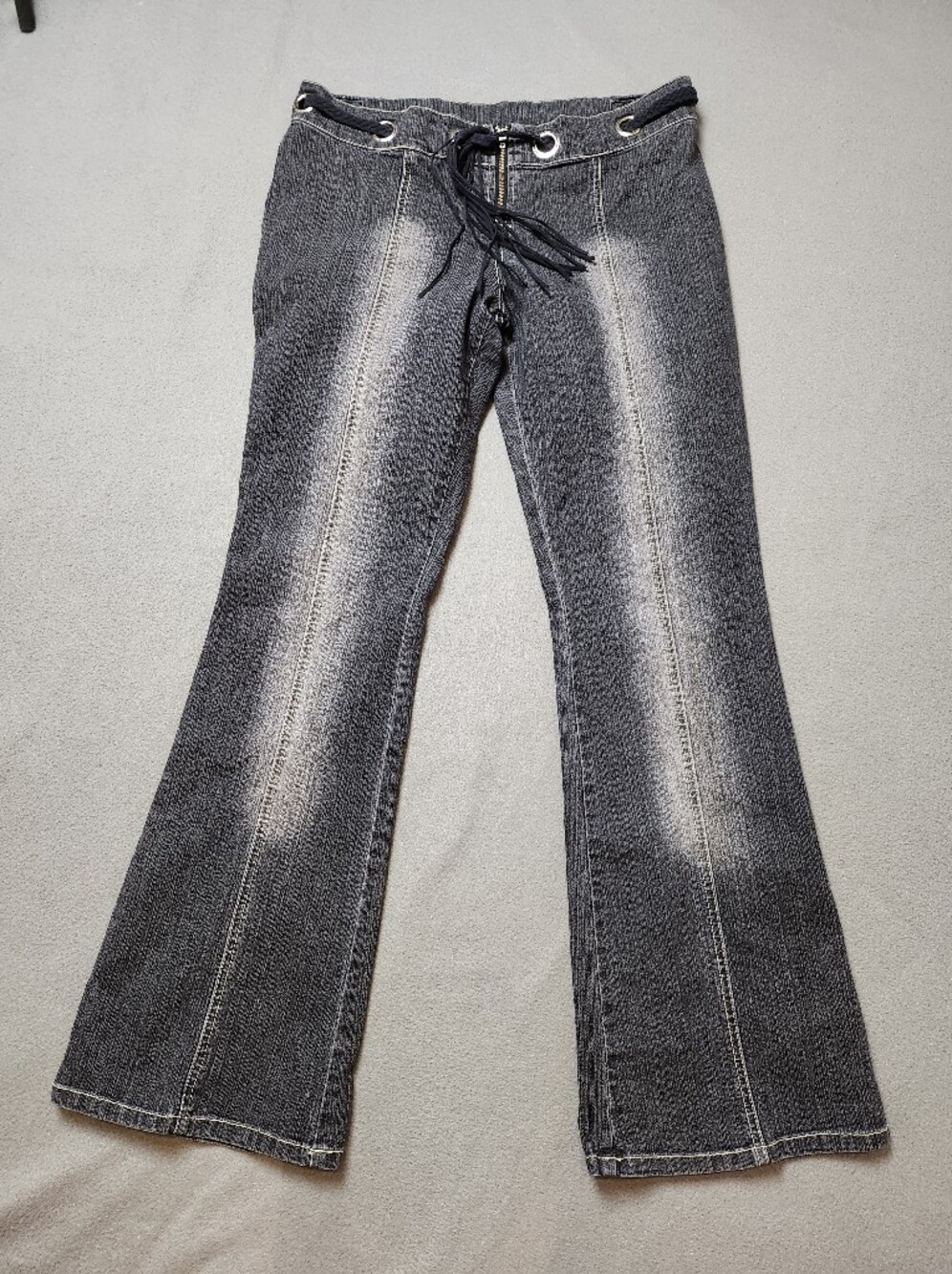 Y2K 725 Originals Lace-Up Bootcut Jeans Size 13 Dark Wash Faded Distressed